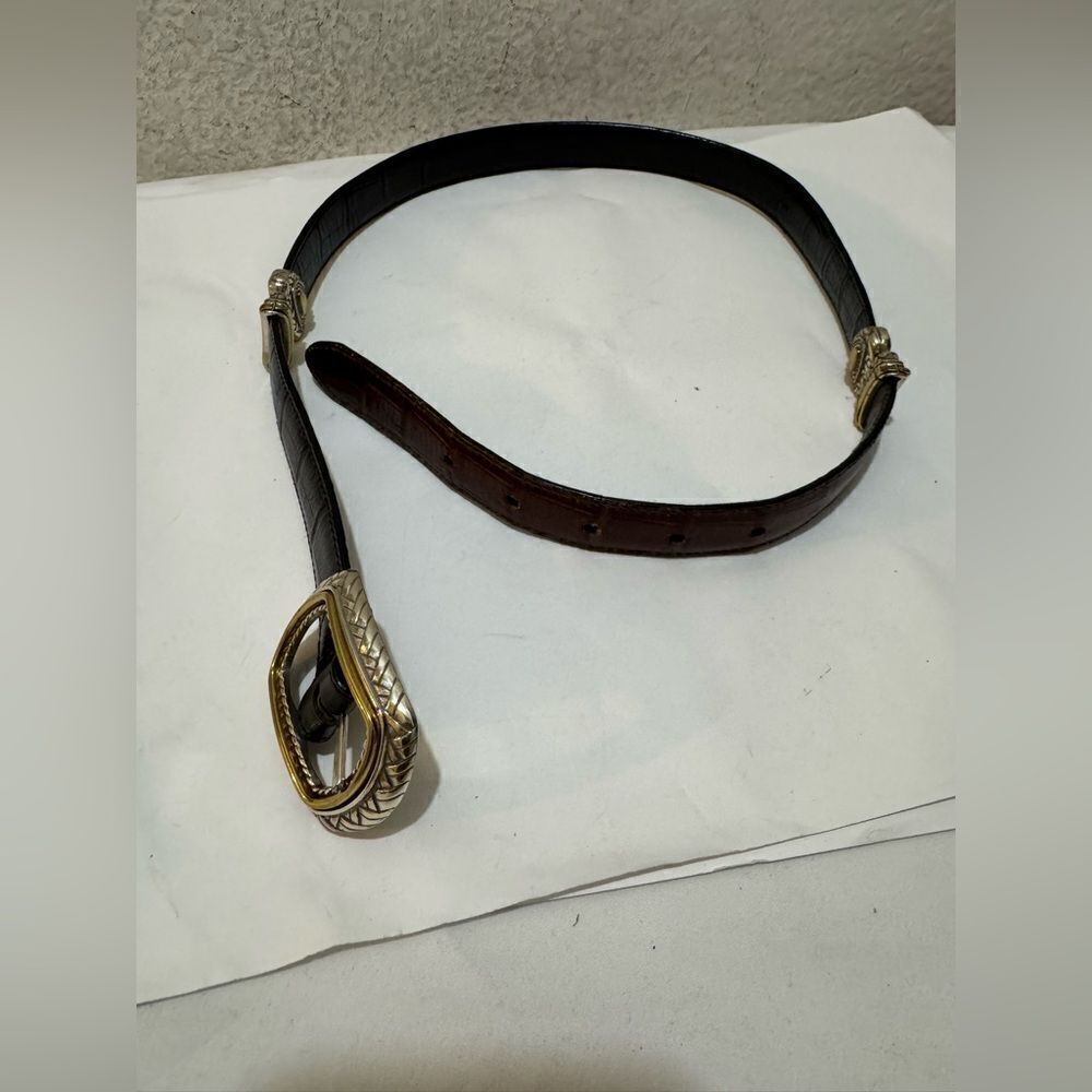 Brighton Marcus 2 Tone Belt VTG Black & Brown Leather Size M 30 Women